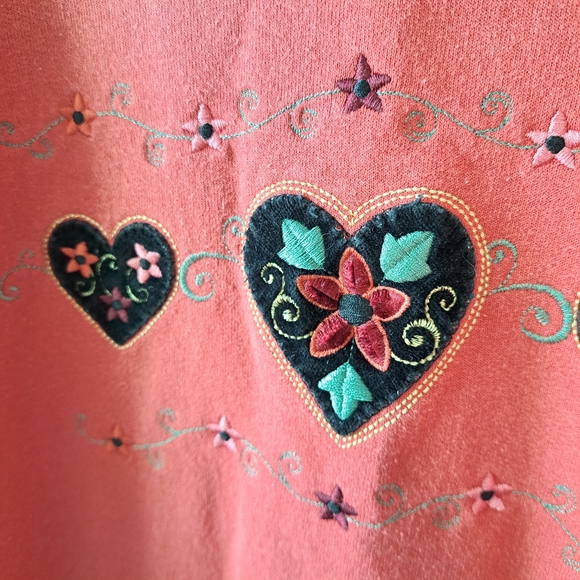 90s Vinatge Heart Embroidered Women's Sweater - Picture 3 of 5